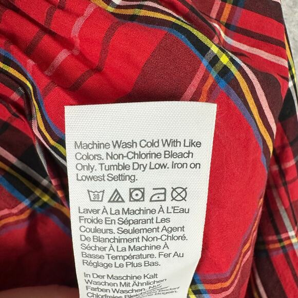 J. Crew Smocked Neck Top Good Tidings Plaid Size M Christmas Tartan Puff Sleeve - Picture 10 of 16